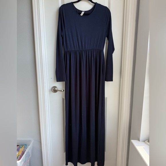 Zenana Outfitters Dresses & Skirts - Zenana Outfitters Blue Ribbed Maxi Dress Long Sleeve Crew Neck Cocktail